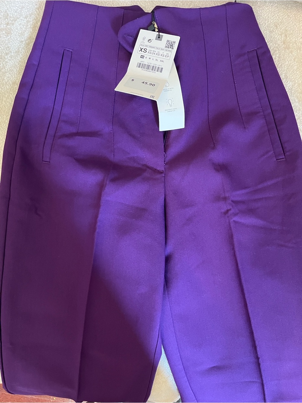 Zara Purple High-Waist Tailored Pants
